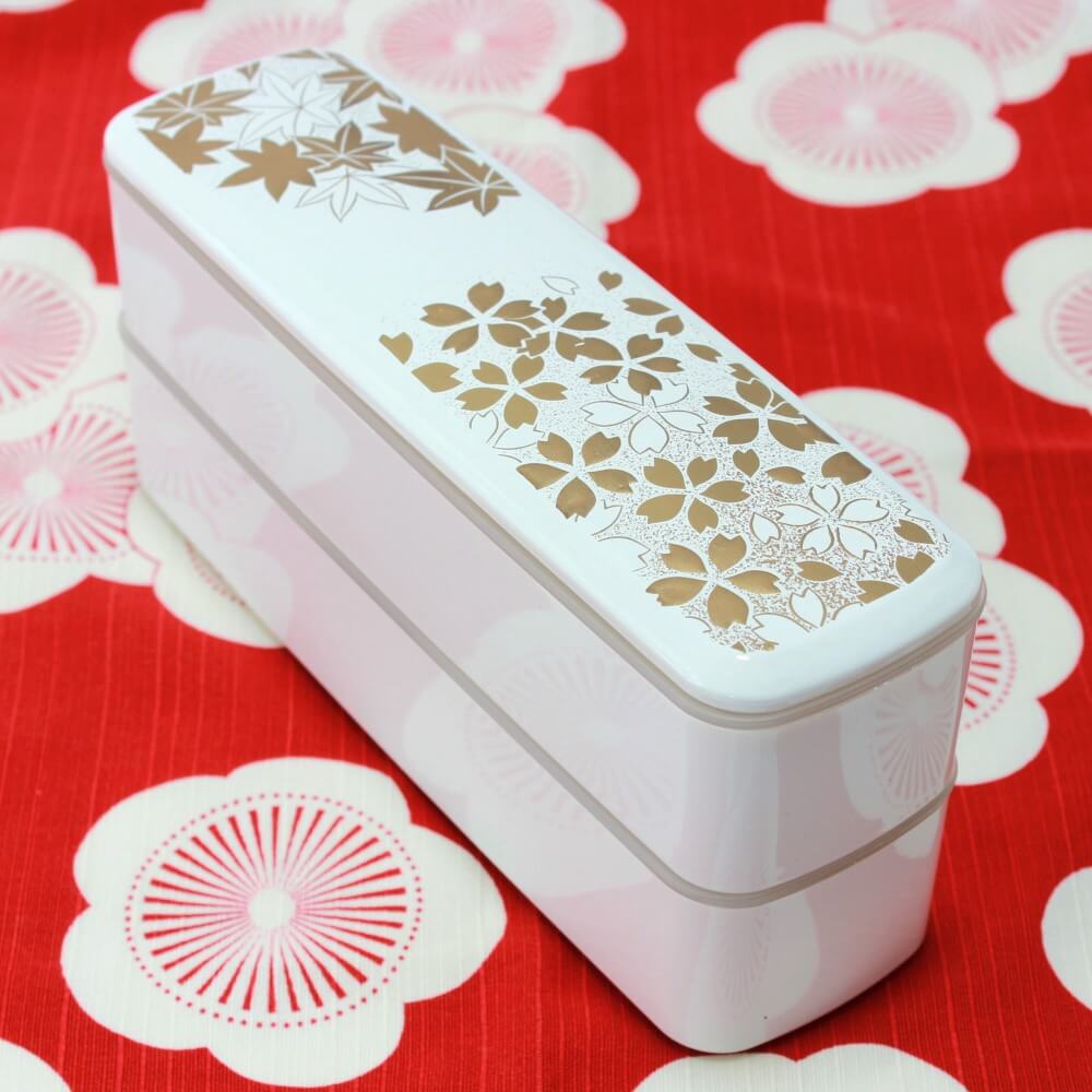 Japanese Bento Lunch Box Designer Set Slim Pink Flower