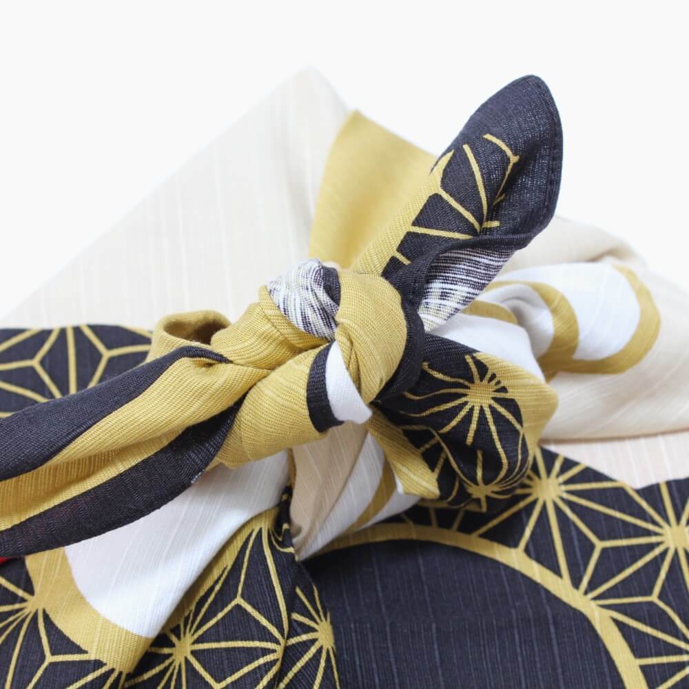 90cm ume nishiki furoshiki tied knot