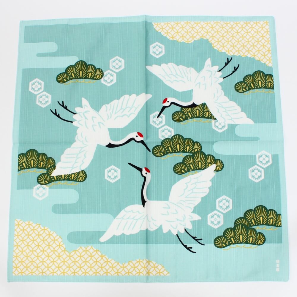 hama monyo dancing cranes furoshiki laid flat