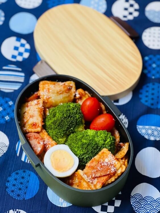 stylish japanese bento box with pasta