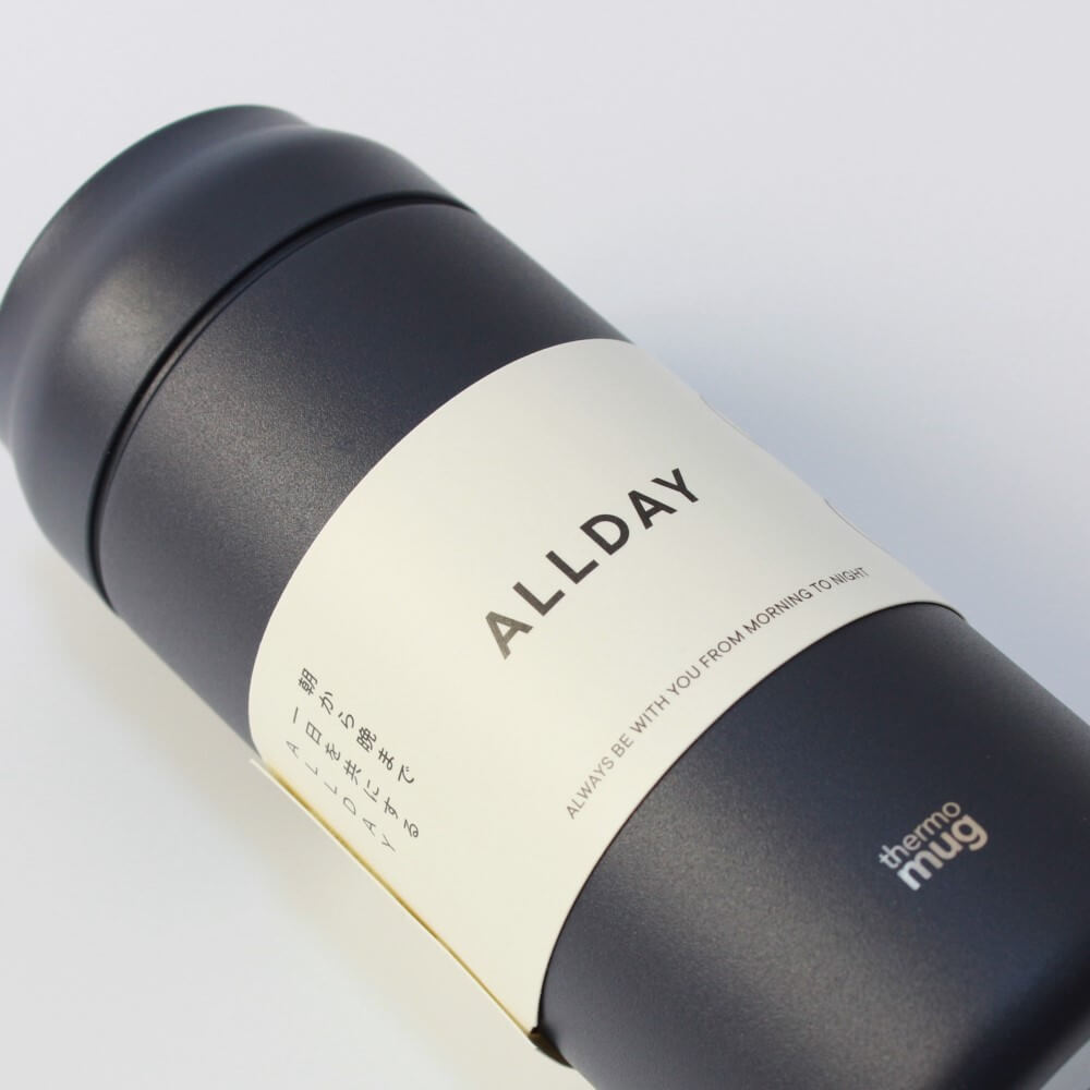 allday navy drink bottle with sleeve close up