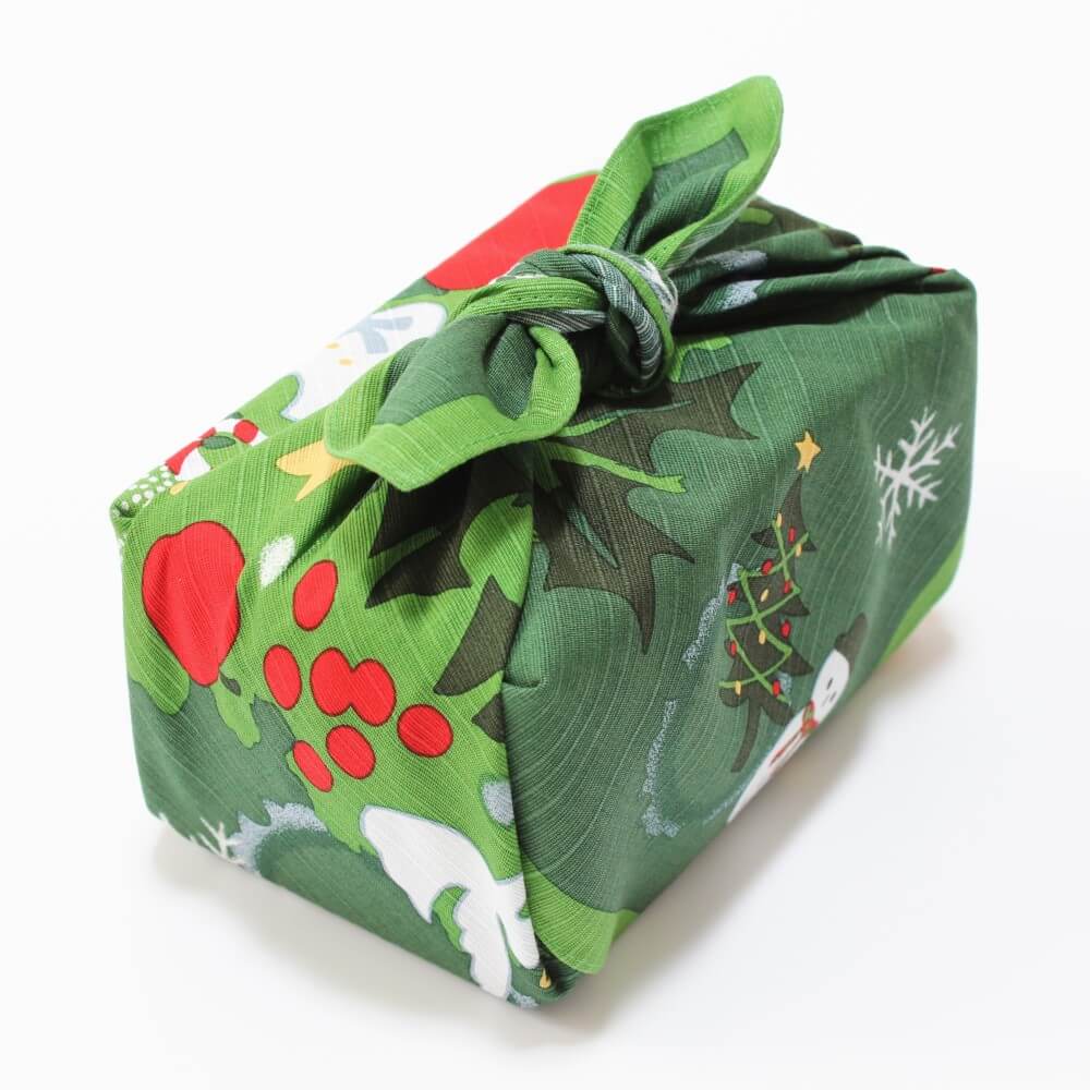 angled shot-green-christmas-furoshiki