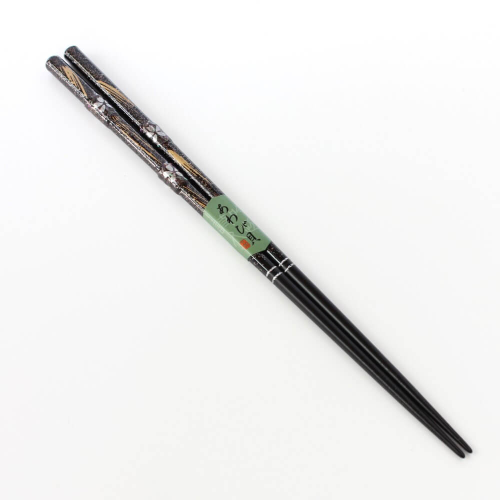 angled view black sakura ame chopsticks