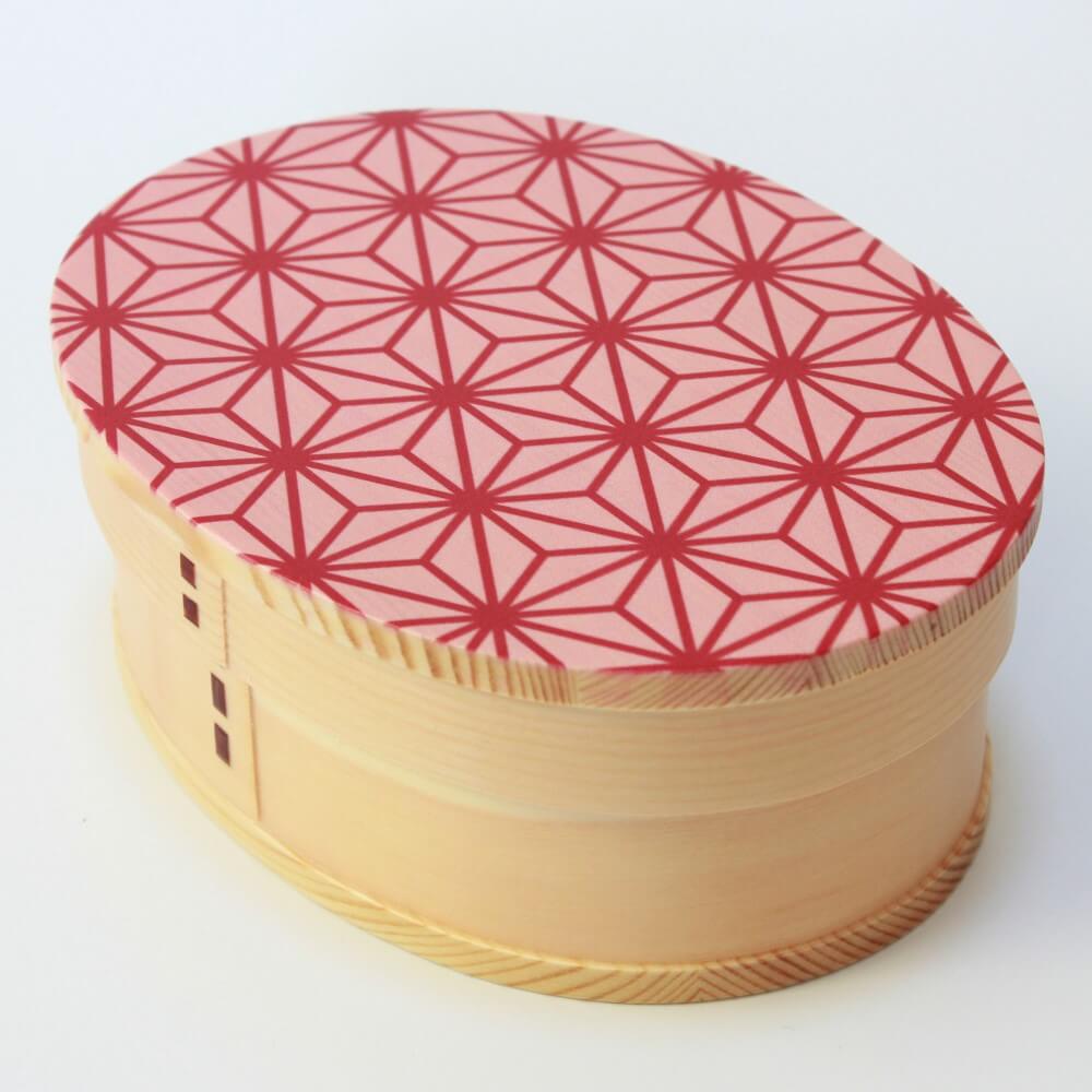 asanoha pink magewappa wooden bento box