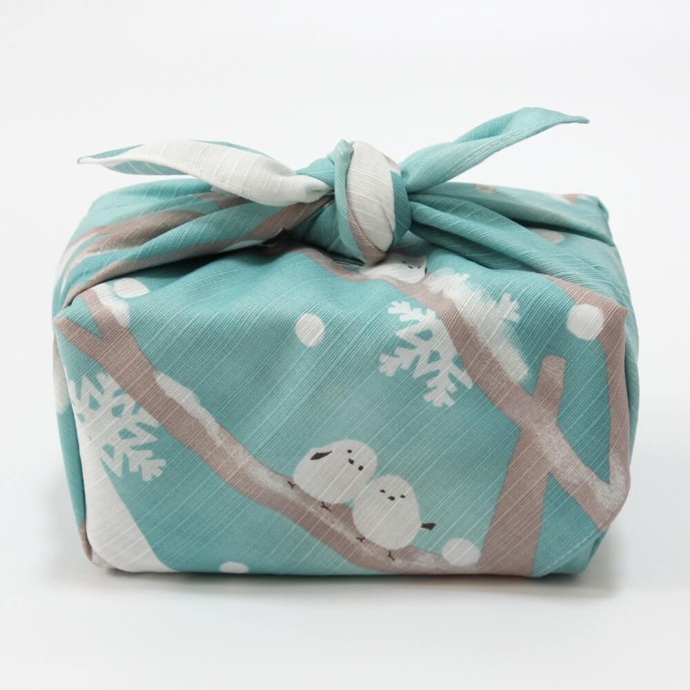 bento box wrapped in yuki asobi furoshiki