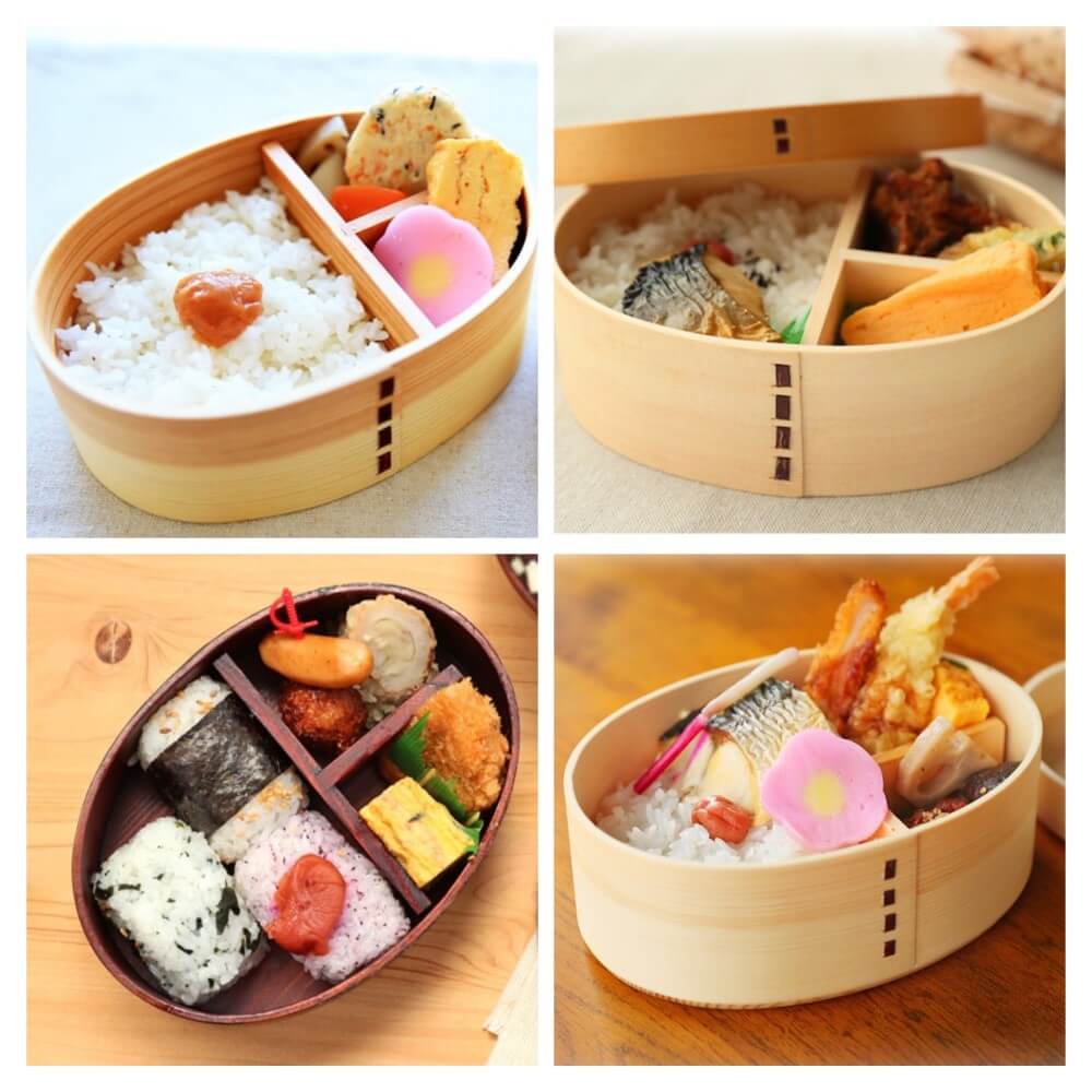 bents in wooden bento boxes