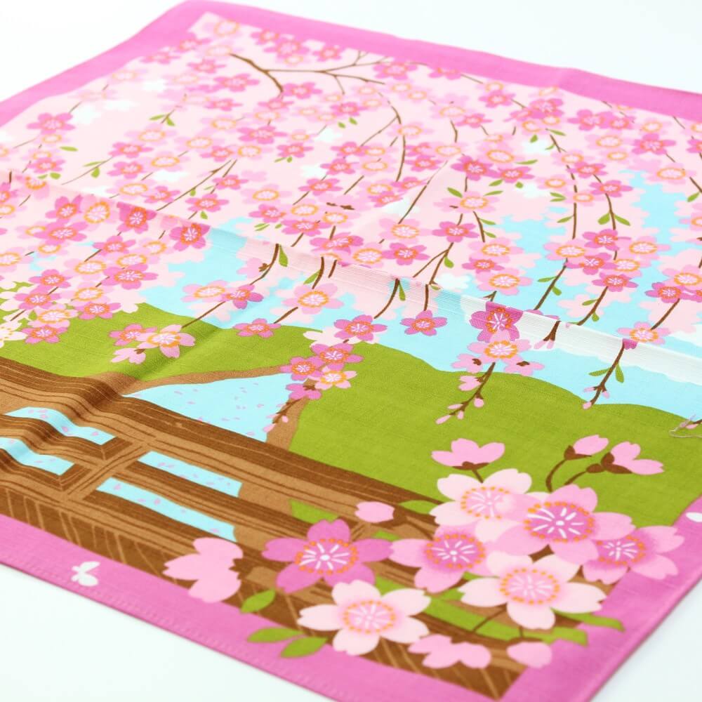 calico cat hanami furoshiki laid flat
