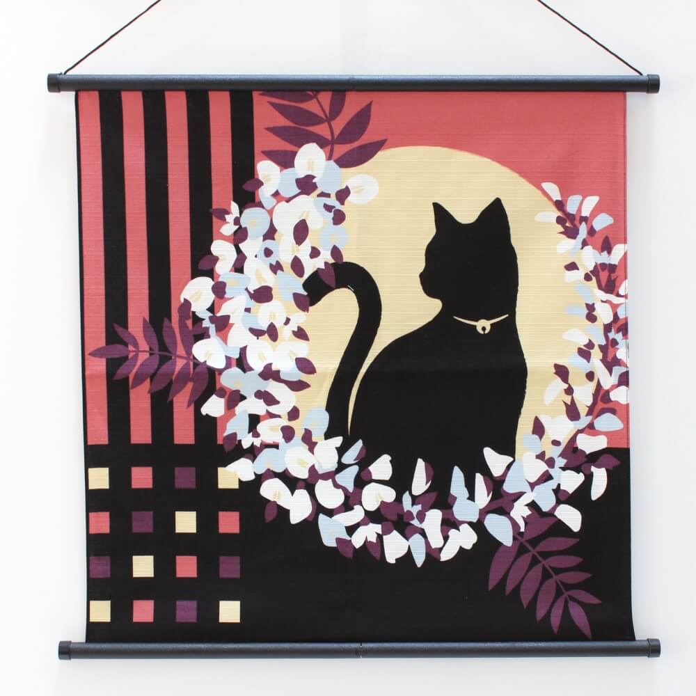 cat on a spring night furoshiki hanging with tapestry frames