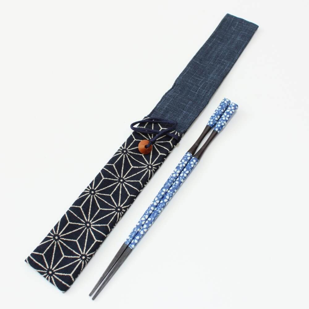 chopsticks with asanoha fabric chopsticks case