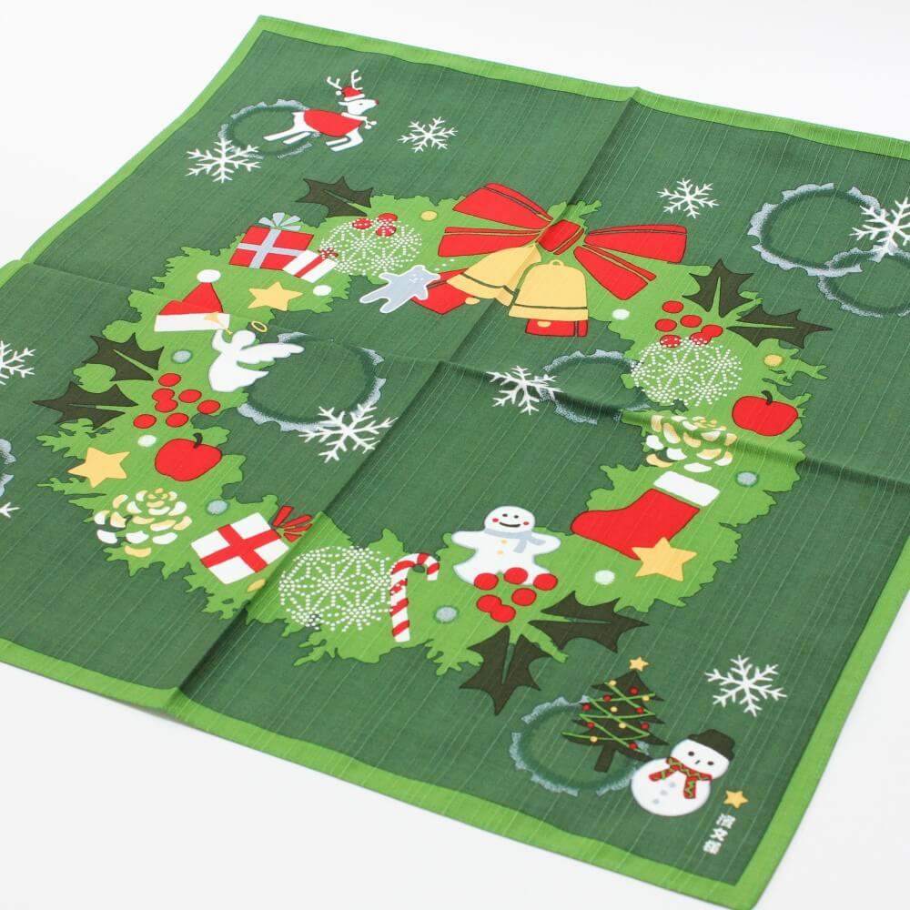 christmas wreath furoshiki laid flat