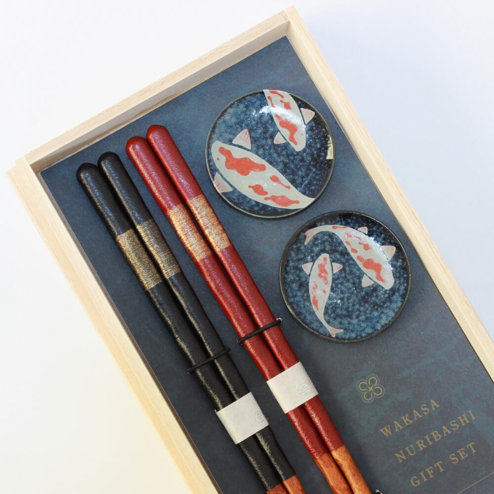 close up chpsticks and rests nishiki goi gift set 