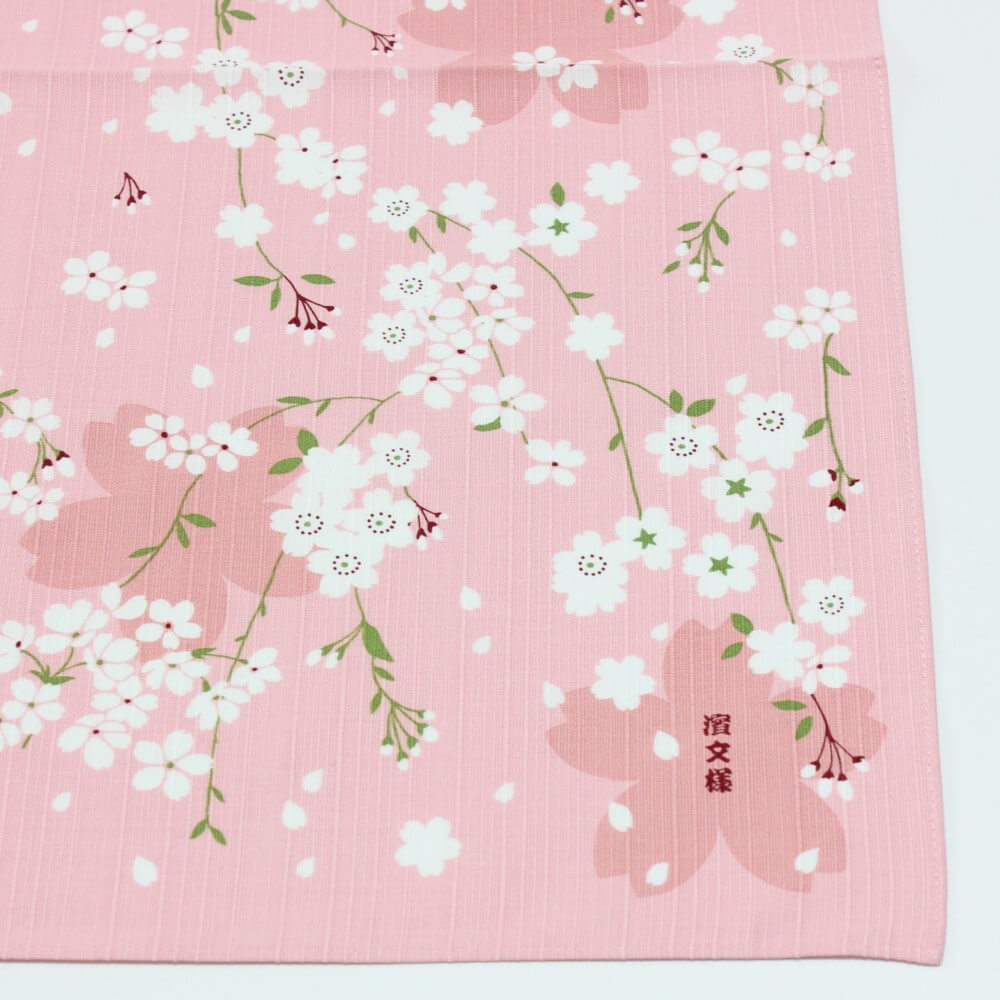 close up of the corner of spring sakura furoshiki from hama monyo