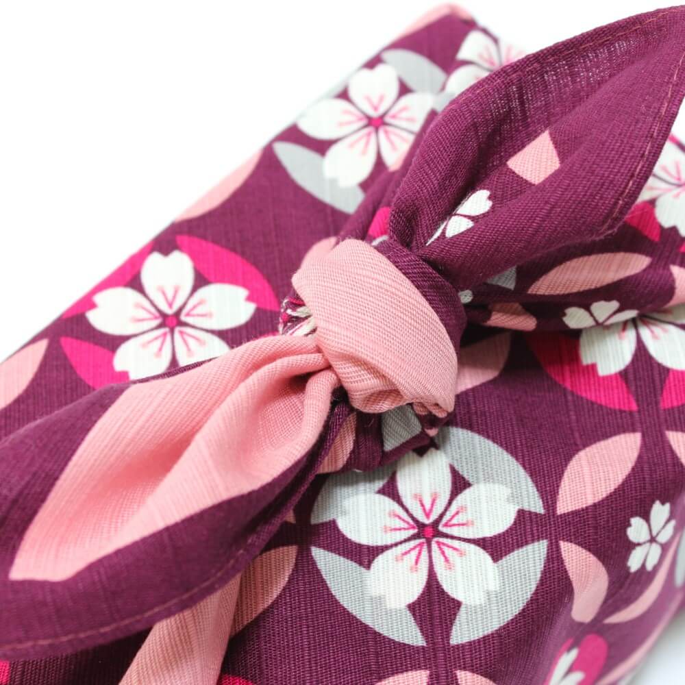 close up knot shippou zakura furoshiki tied 