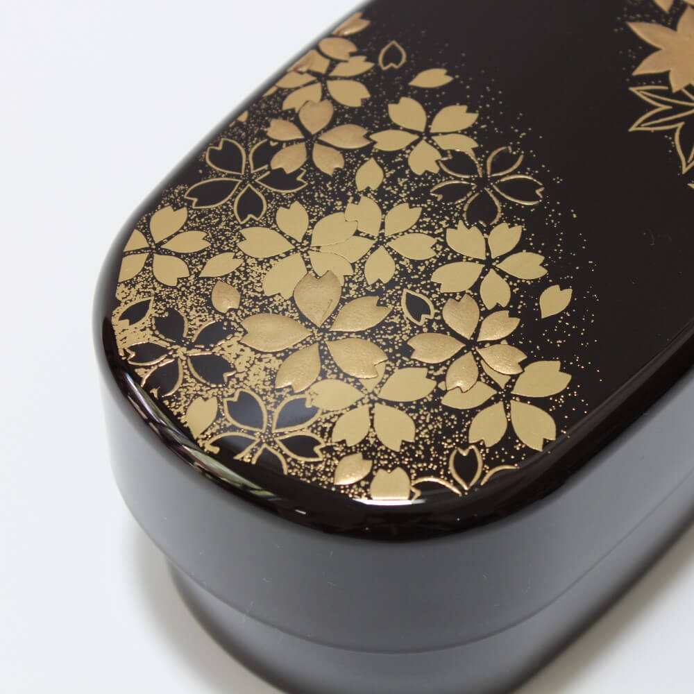 close up of lid hanamaru brown bento box