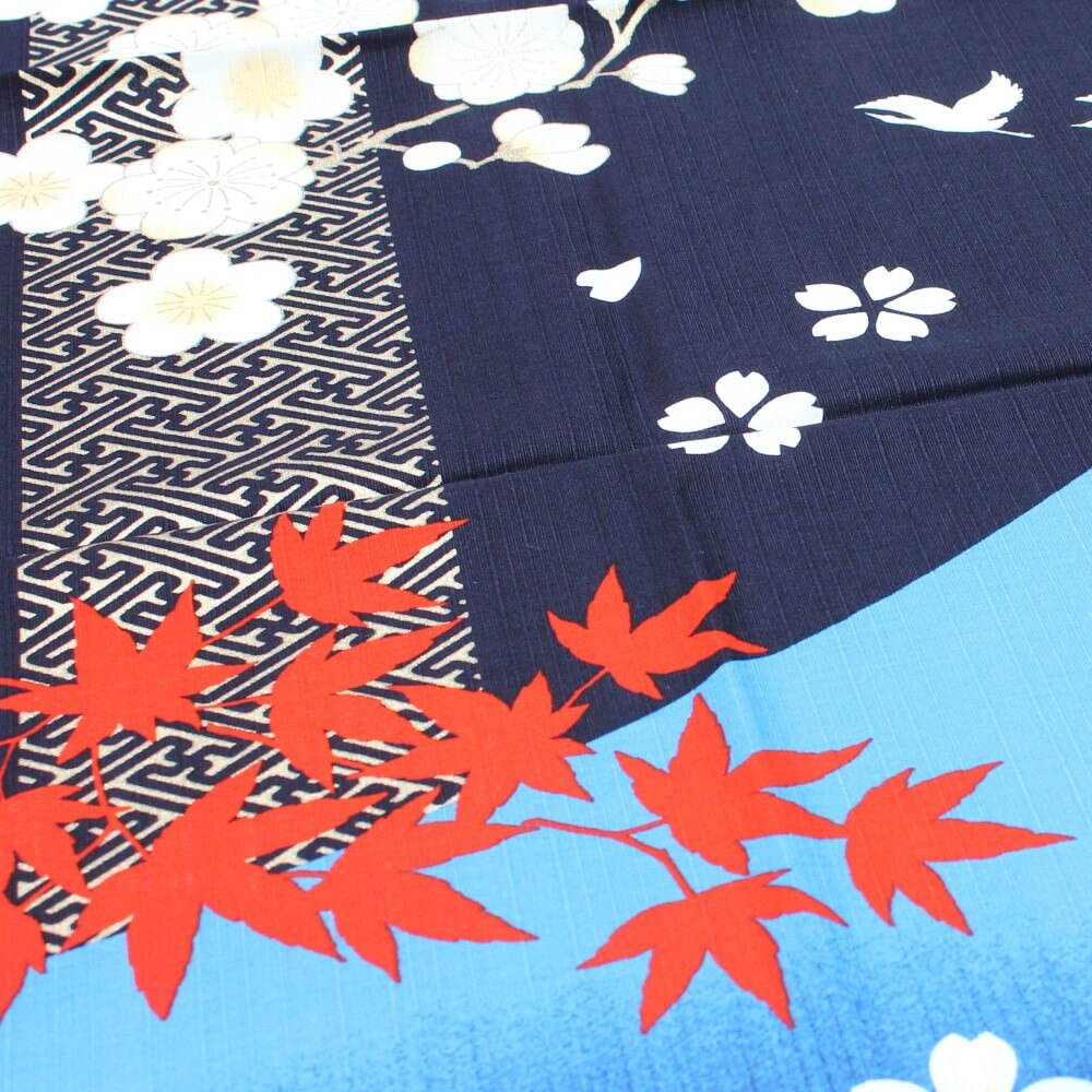 close up maple leaves mount fuji 90cm furoshiki