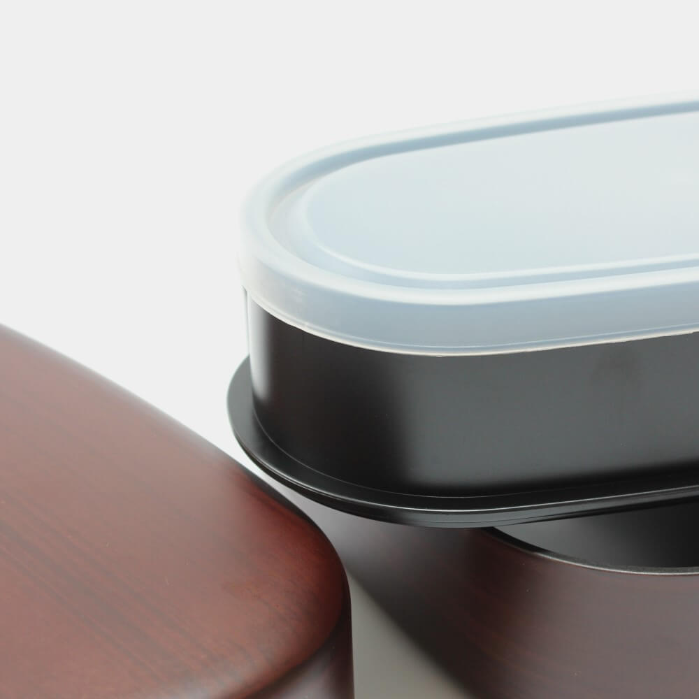 close up top layer tochi oval bento box