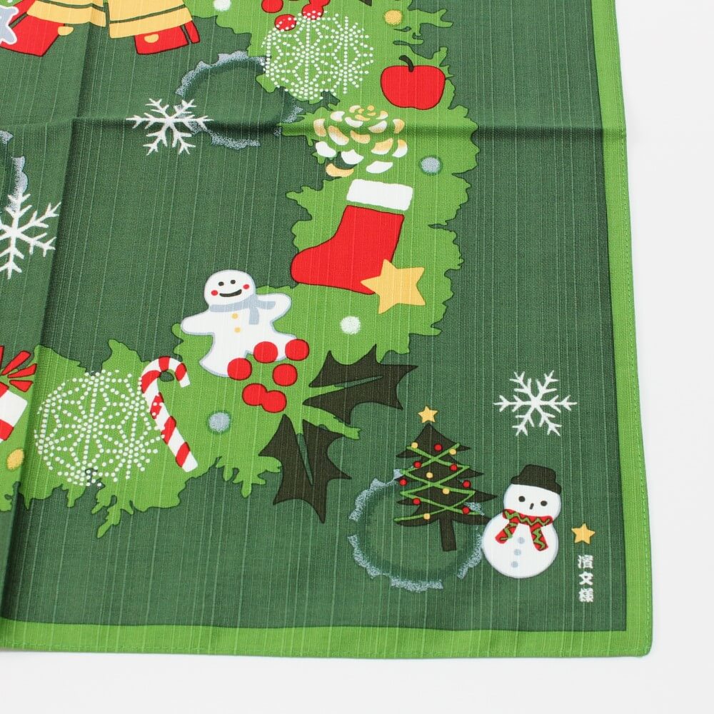 corner of christmas wreath furoshiki