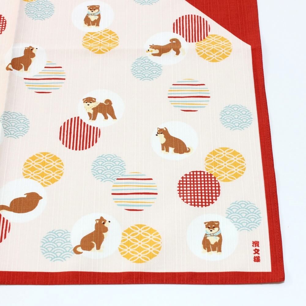 corner of mame shiba komon red furoshiki