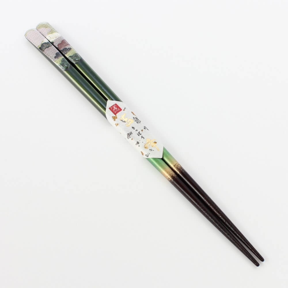 diagonal view fukuju green chopsticks