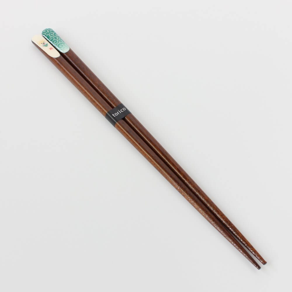 full length shiba inu karakusa green chopsticks