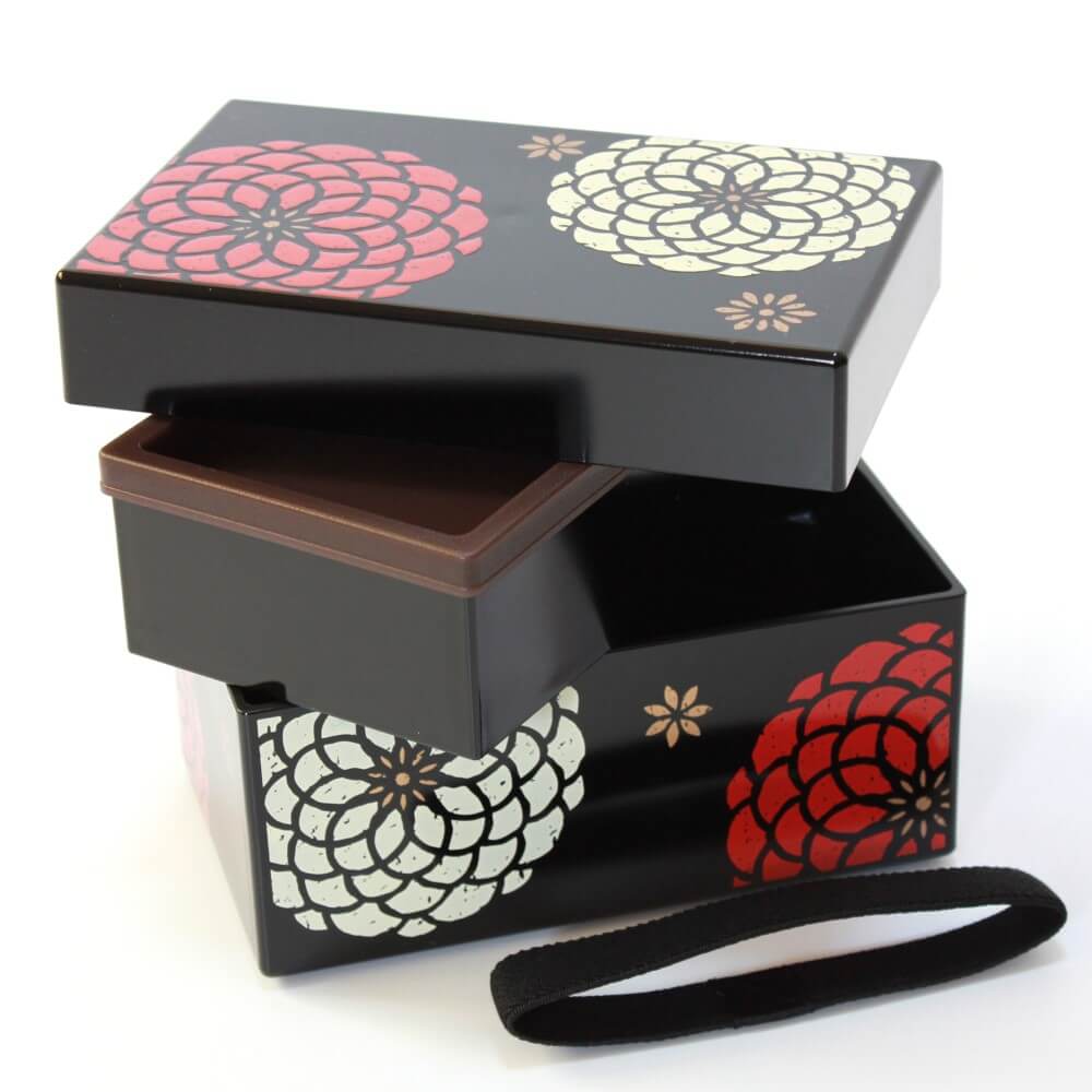 hakoben black bento box stacked