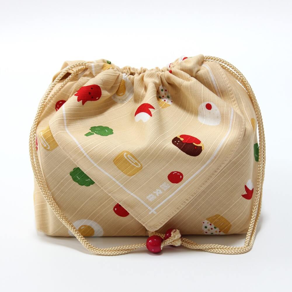 hama monyo okazu kinchaku bento lunch bag beige