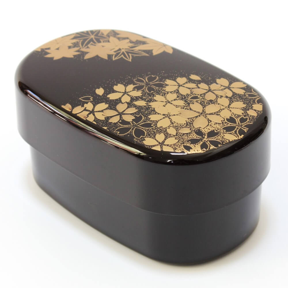 hanamaru brown oval 2 tier bento box