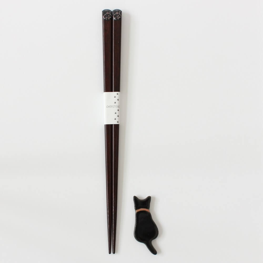 hindamari black cat chopsticks and cat rest