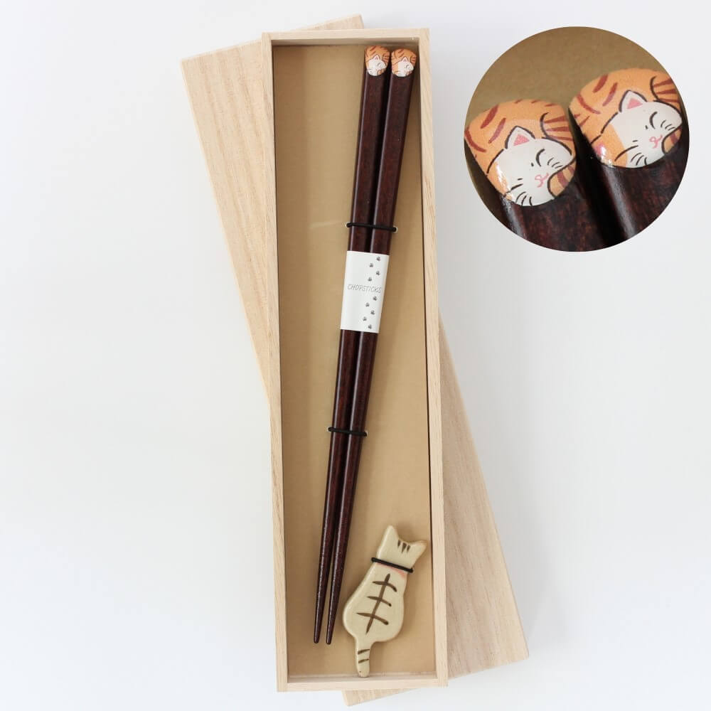 hidamari tabby cat chopsticks gift set