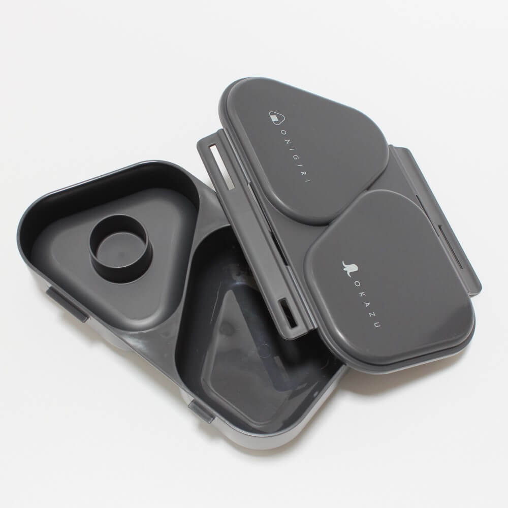 lid open black onigiri mould bento lunch case