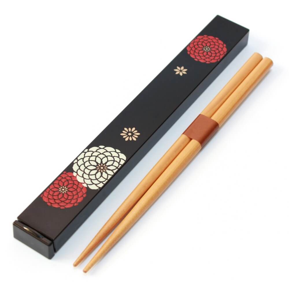 momoka black chopsticks case set