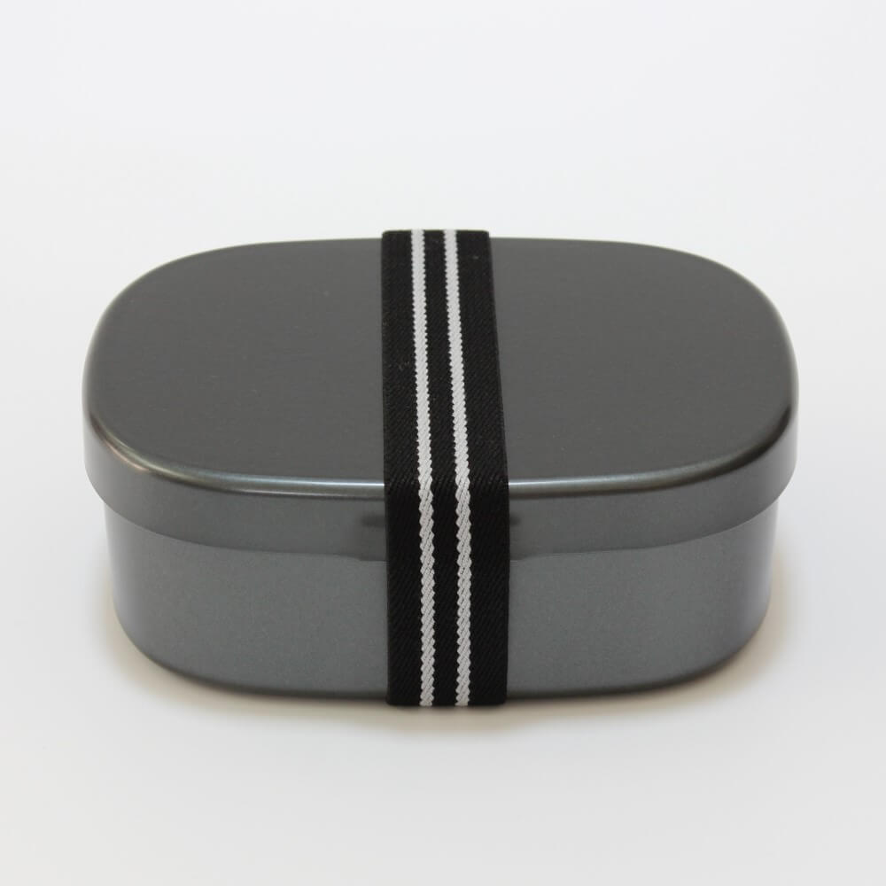 one touch metallic black bento box with lunch band