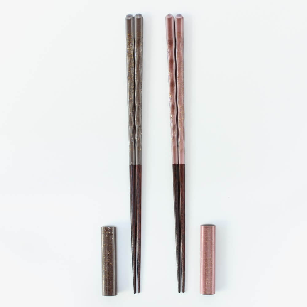 pink tin grey kasane chopsticks with rests