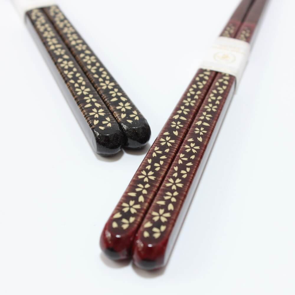 red black sakura gold chopsticks