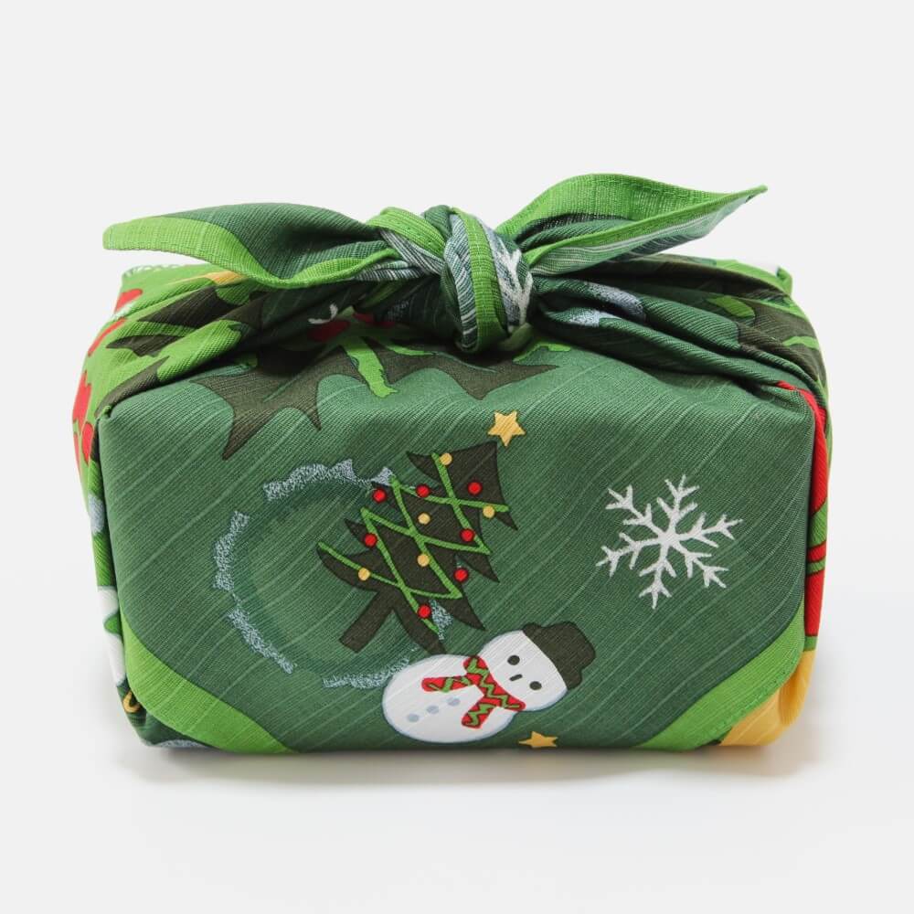 side profile wrapped christmas wreath furoshiki