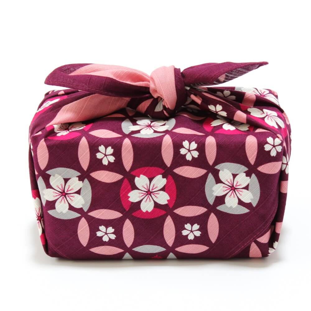 side view shippou zakura furoshiki wrapped bento box