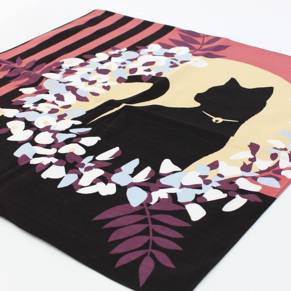 spring nights cat furoshiki laid flat