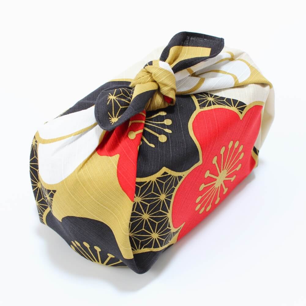 top angled view of ume nishiki furoshiki