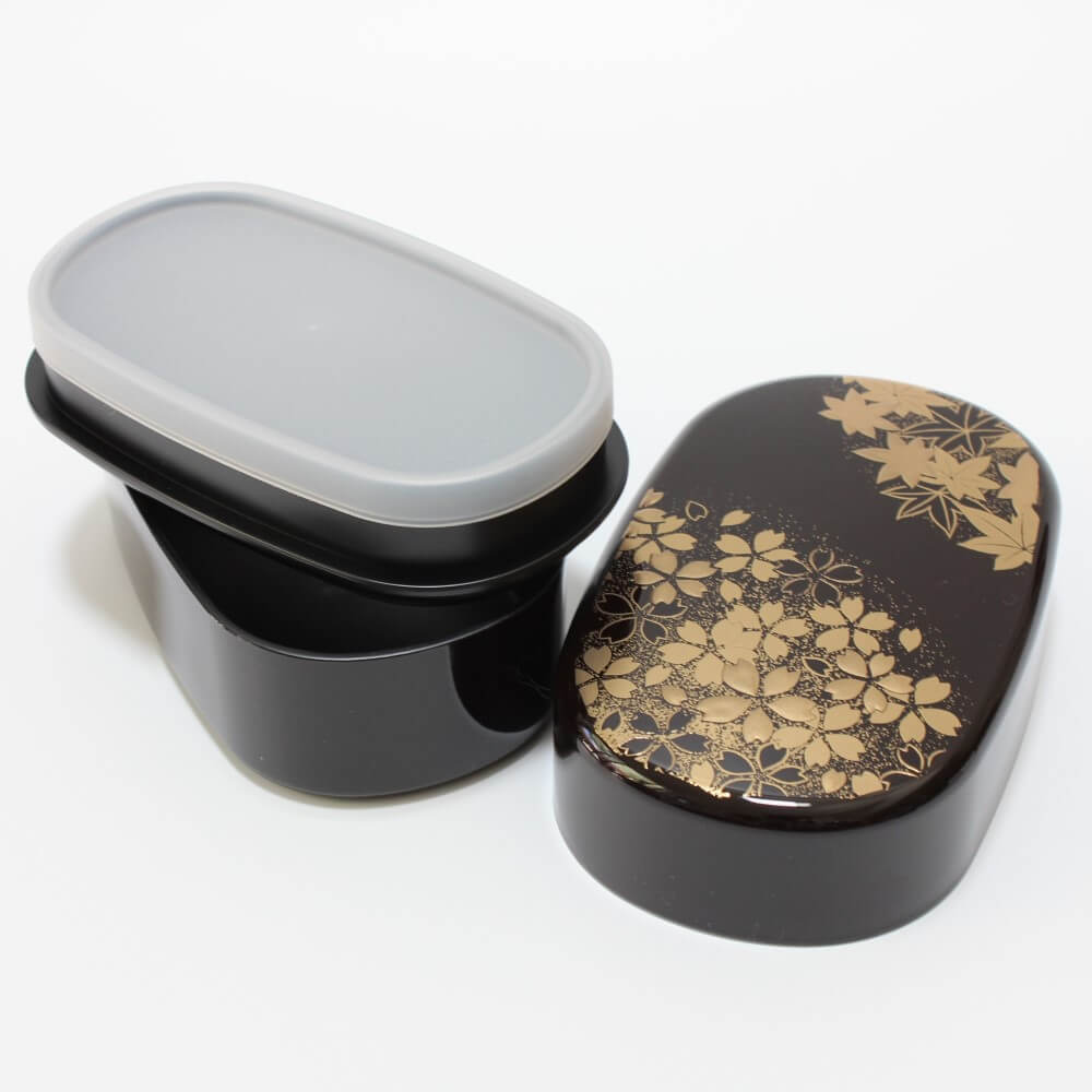 top lid off hanamaru brown 2 tier bento box