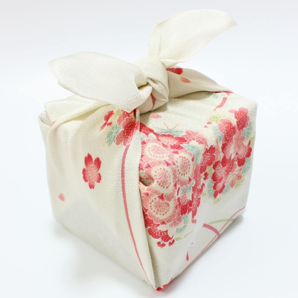 top view wrapped bento box flower balls rabbit furoshiki