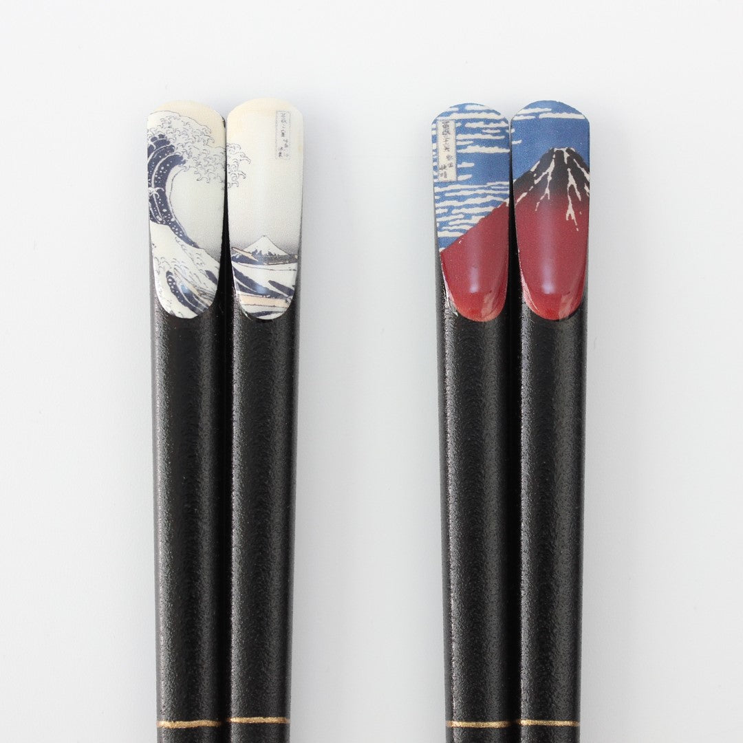 ukiyo-e red fuji great wave chopsticks