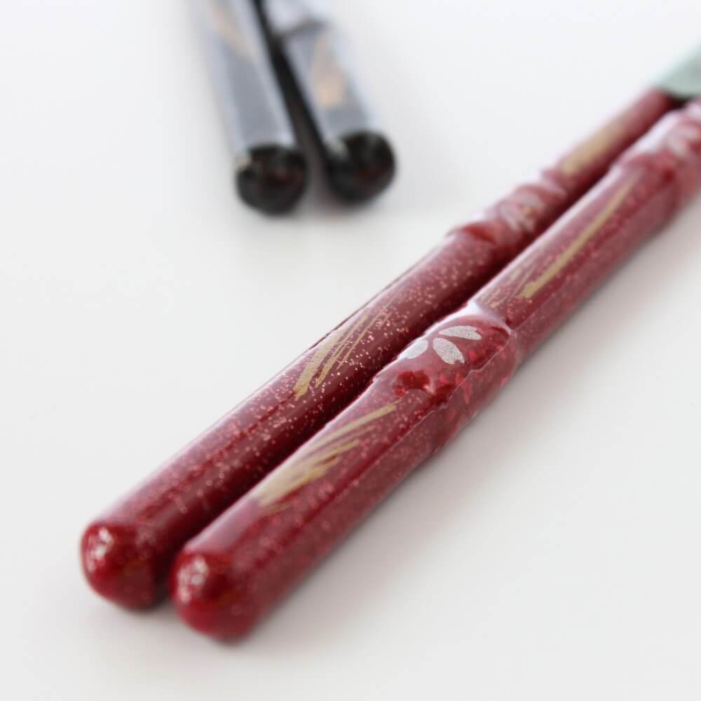 ultra close up handles red sakura ame chopsticks