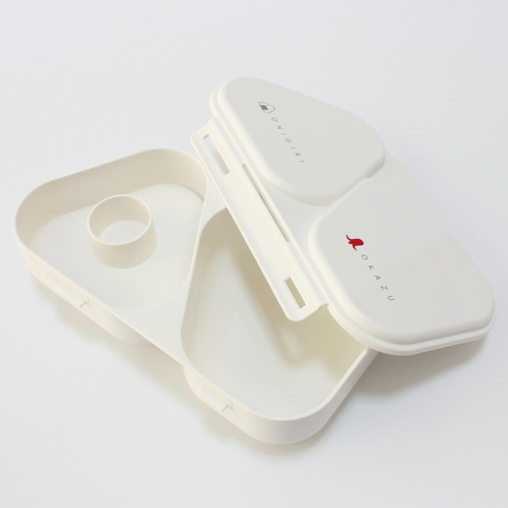 white onigiri mould lunch case lid open