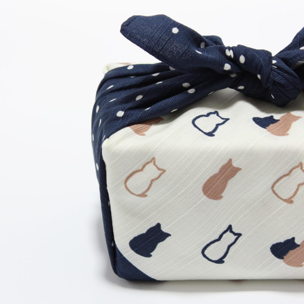 wrapped hama monyo navy cat silhouette furoshiki