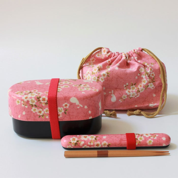 Pink bento box bundle with chopsticks case and lunch bag